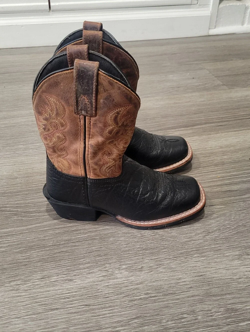 Dan Post Black and Brown Square Toe Western Cowboy Boots Size 11.5